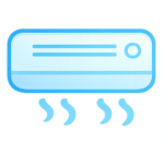 Blue HVAC air conditioning unit icon representing heating and cooling services for local SEO industry pages.