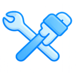 Crossed wrench and pipe wrench icon representing plumbing services and trade-based local SEO industries.